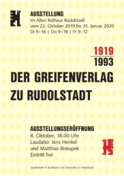 Ausstellungseröffnung »Der Greifenverlag zu Rudolstadt« mit Matthias Biskupek und Jens Henkel im Alten Rathaus Rudolstadt @ Altes Rathaus Rudolstadt